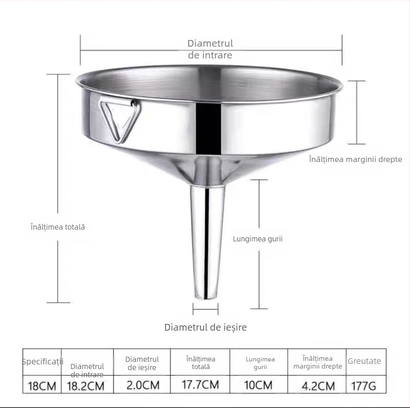 Pâlnie industrială din oțel inoxidabil, extra mare, diametru mare, pentru umplere comercială, recipient inferior