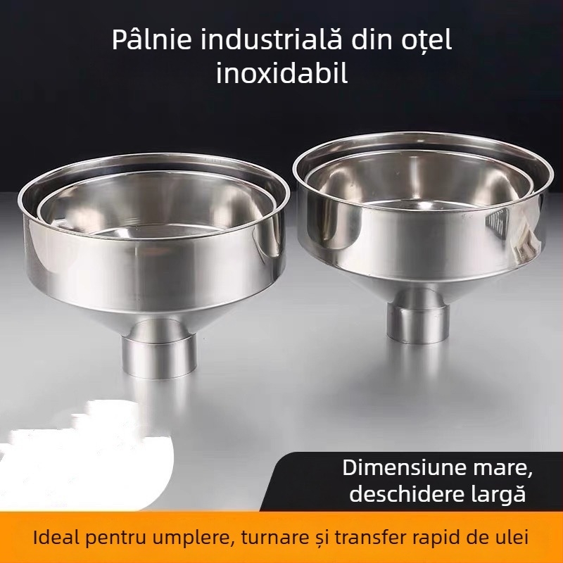 Pâlnie industrială din oțel inoxidabil, extra mare, diametru mare, pentru umplere comercială, recipient inferior