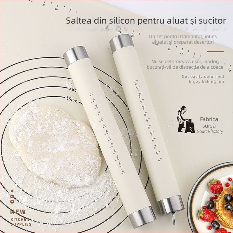 Covoraș pentru aluat din silicon de înaltă calitate, lichid, gros, antiaderent și antialunecare, pentru întinderea și coacerea aluatului.