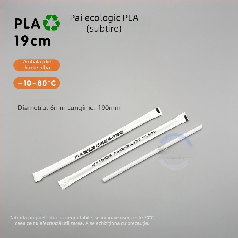 Paie biodegradabile din PLA pentru ceai cu lapte, 19 cm, PLA23 cu design perlă, ambalate individual
