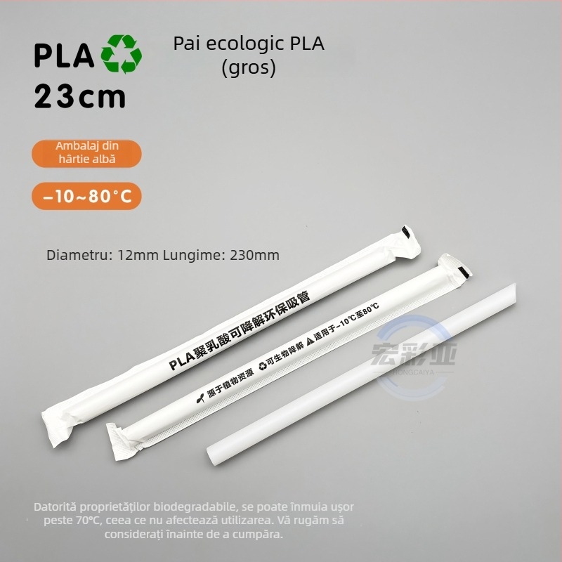 Paie biodegradabile din PLA pentru ceai cu lapte, 19 cm, PLA23 cu design perlă, ambalate individual