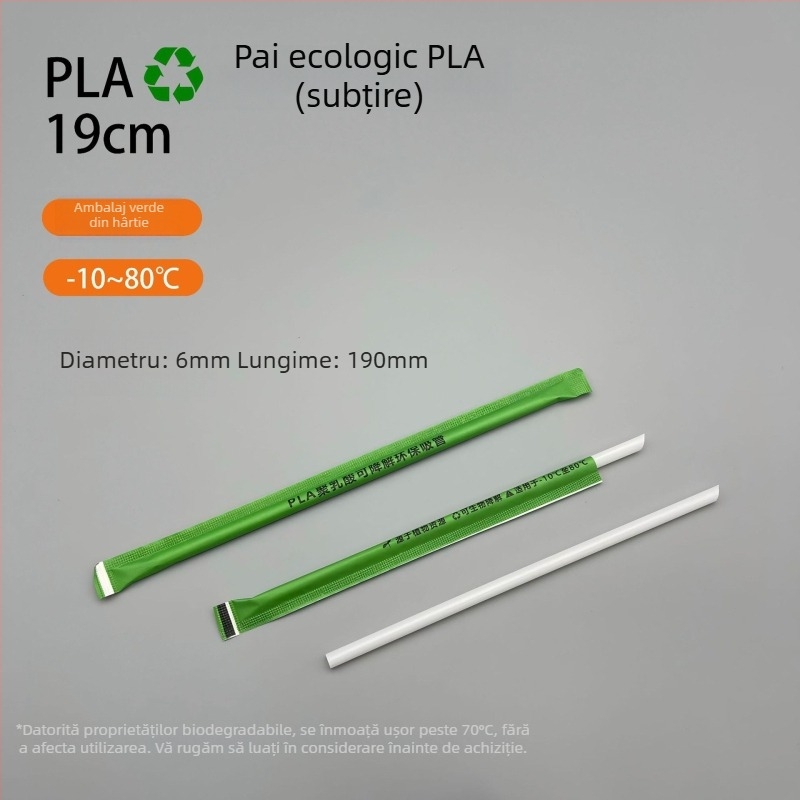 Paie biodegradabile din PLA pentru ceai cu lapte, 19 cm, PLA23 cu design perlă, ambalate individual