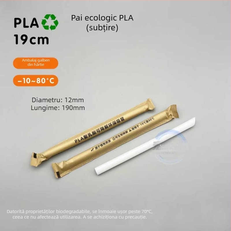 Paie biodegradabile din PLA pentru ceai cu lapte, 19 cm, PLA23 cu design perlă, ambalate individual
