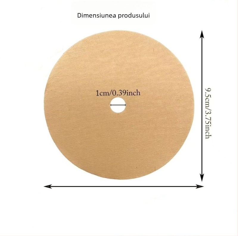 Filtru de cafea circular, 95 mm, din pulpă de lemn, pentru infuzie manuală, culoare albă/naturală, cu găuri