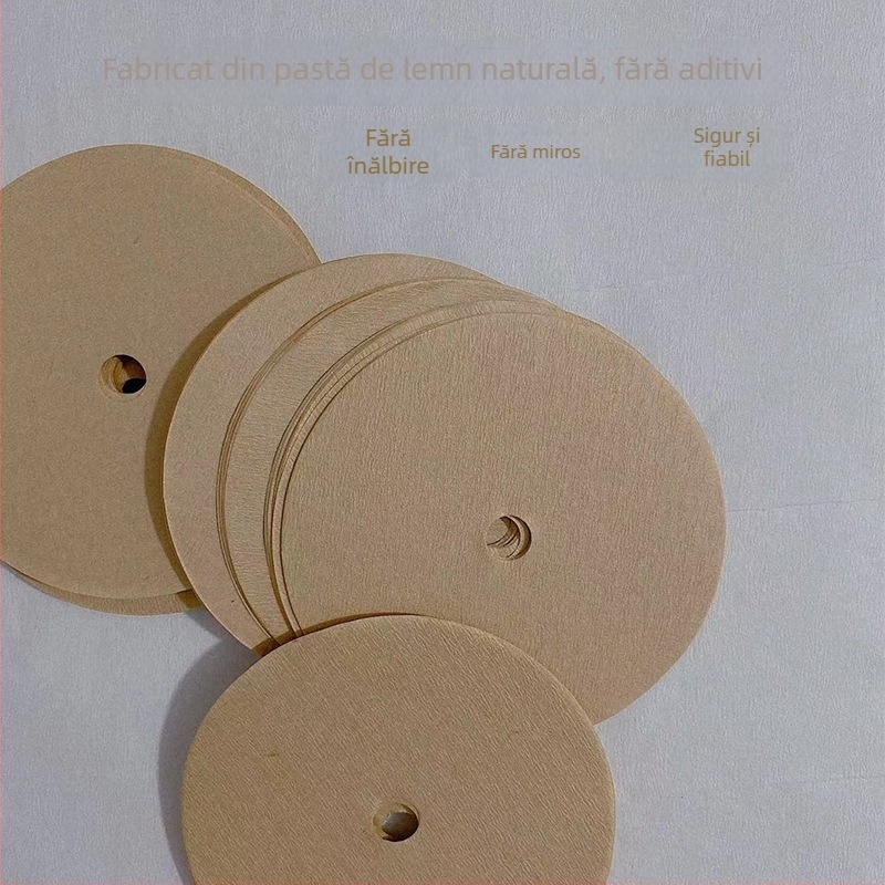 Filtru de cafea circular, 95 mm, din pulpă de lemn, pentru infuzie manuală, culoare albă/naturală, cu găuri