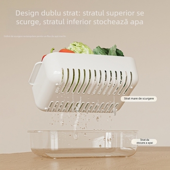 Coș dublu nivel pentru spălarea legumelor și fructelor, din PET plastic