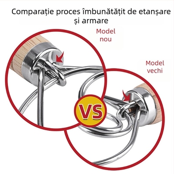Bețișor de aluat cu mâner din lemn, tel din oțel inoxidabil pentru ouă - manual
