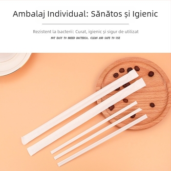 Paie PLA pentru cafea, de unică folosință, biodegradabilă, ambalare individuală, pentru amestecat cafea și ceai cu lapte