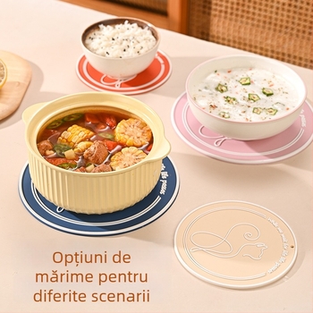 Covoraș de bucătărie din PVC moale, rezistent la căldură — suporturi rotunde pentru vase și cești, protecție împotriva arsurilor, design minimalist modern