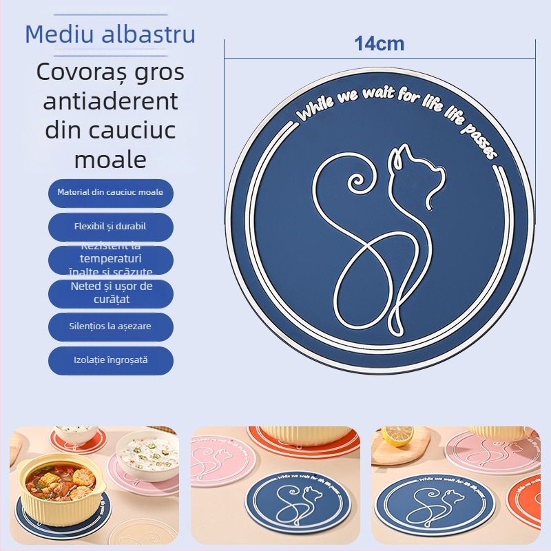 Covoraș de bucătărie din PVC moale, rezistent la căldură — suporturi rotunde pentru vase și cești, protecție împotriva arsurilor, design minimalist modern