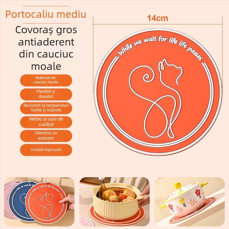 Covoraș de bucătărie din PVC moale, rezistent la căldură — suporturi rotunde pentru vase și cești, protecție împotriva arsurilor, design minimalist modern