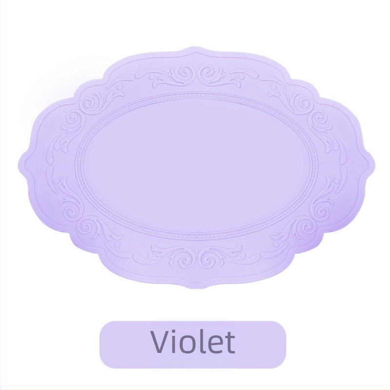 Suport mare din silicon pentru masă, design european retro în relief, antiderapant, cerc circular pentru pahare și vase, izolație termică