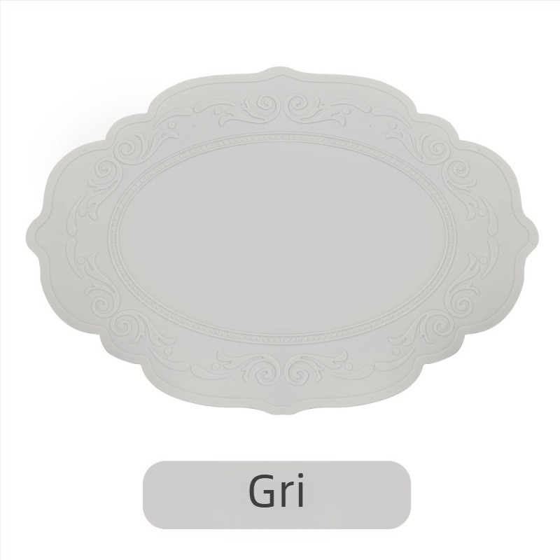 Suport mare din silicon pentru masă, design european retro în relief, antiderapant, cerc circular pentru pahare și vase, izolație termică