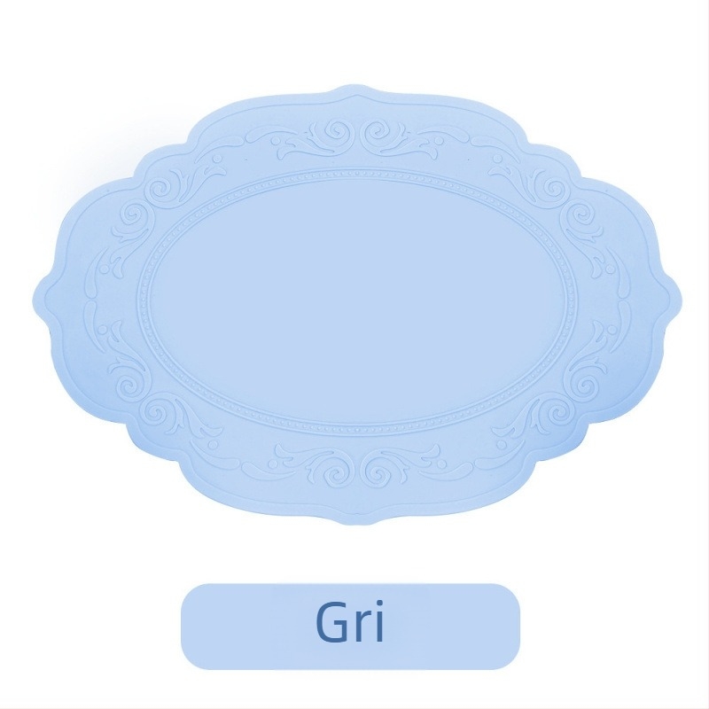 Suport mare din silicon pentru masă, design european retro în relief, antiderapant, cerc circular pentru pahare și vase, izolație termică