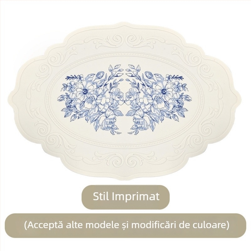 Suport mare din silicon pentru masă, design european retro în relief, antiderapant, cerc circular pentru pahare și vase, izolație termică