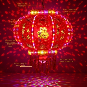 Lanternă LED rotativă, colorată, pentru Festivalul Primăverii – decor pentru nuntă, casă nouă și Anul Nou