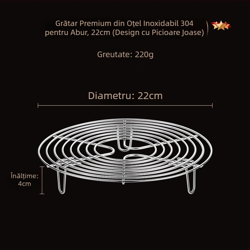 Raft de aburi din oțel inox 304 pentru uz casnic, tavă izolantă pentru aburi și plasă de abur, picioare înalte și joase
