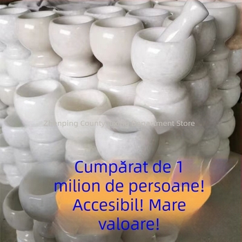 Mojar din piatră naturală pentru usturoi, cu curățător de căței, zdrobitor și măcinător, pentru bucătărie