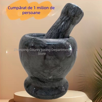 Mojar din piatră naturală pentru usturoi, cu curățător de căței, zdrobitor și măcinător, pentru bucătărie
