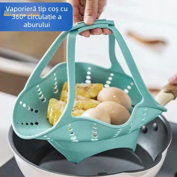 Suport din silicon pentru aburi, de calitate alimentară, pliabil, pentru pâine, legume și mâncăruri; compatibil cu cuptorul cu microunde; dimensiuni mici și mari