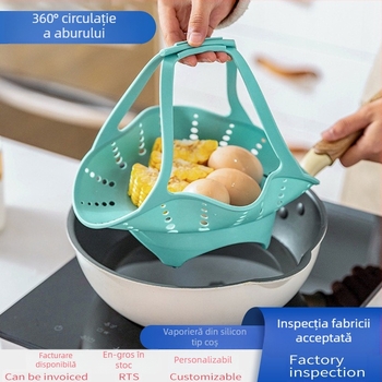 Suport din silicon pentru aburi, de calitate alimentară, pliabil, pentru pâine, legume și mâncăruri; compatibil cu cuptorul cu microunde; dimensiuni mici și mari