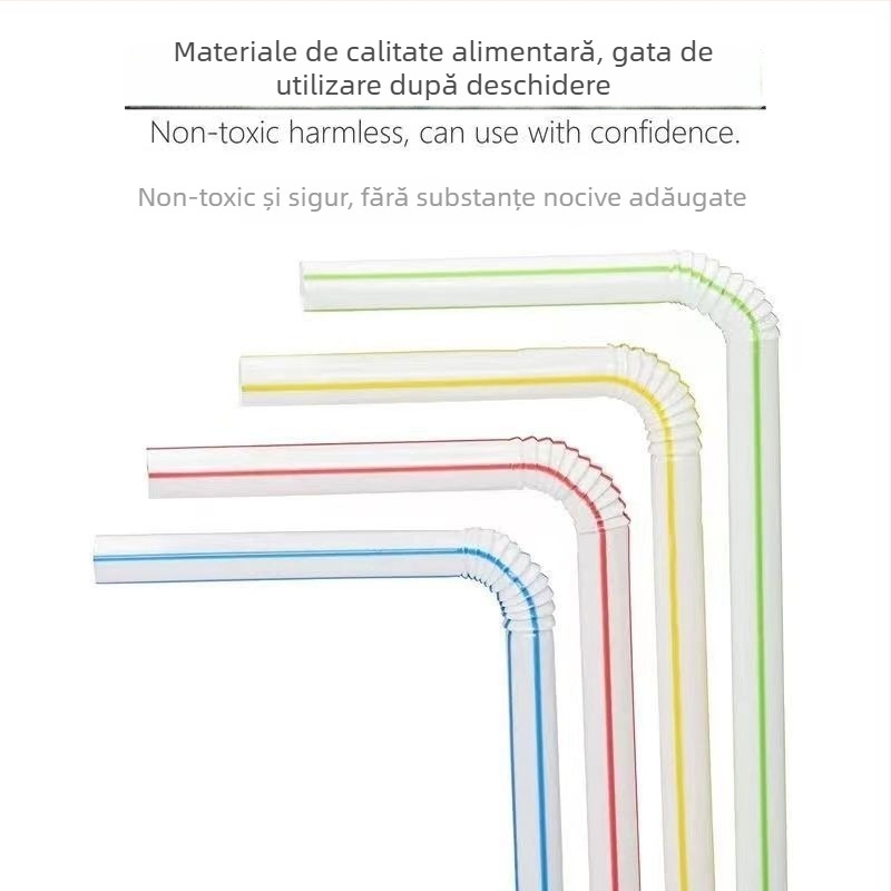 Paie de unică folosință, colorate, curbate, din plastic, pentru Cola, sifon și lapte de soia – ambalaj en-gros