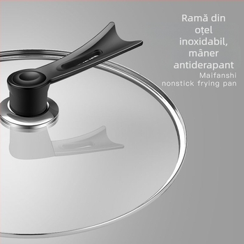 Capac din sticlă temperată, margine din oțel inox – capac universal pentru wok, oală și tigaie, compatibil cu vase antiaderente