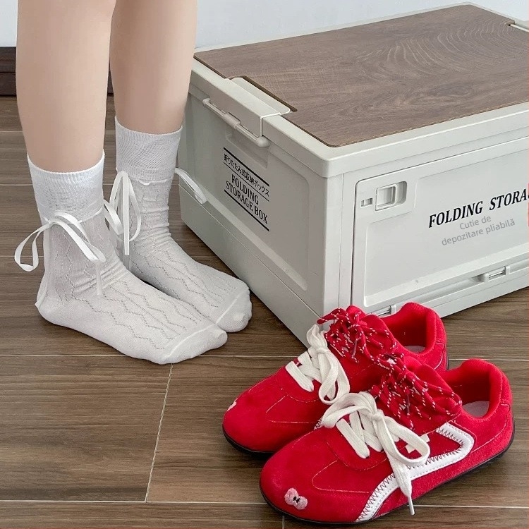 Pantofi sport femei, culoare verde‑măr, talpă groasă, sneakers casual, șireturi
