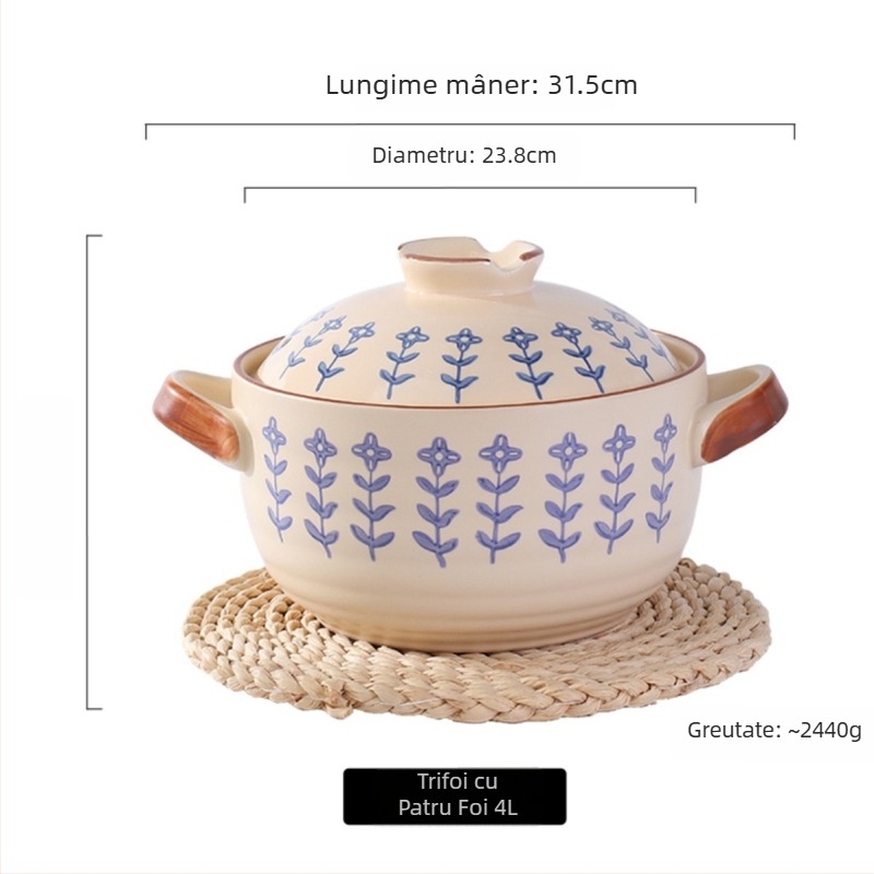 Oală ceramică în stil japonez pentru supe și tocăniță, rezistentă la temperaturi înalte, anti-crăpare, potrivită pentru aragaz cu gaze