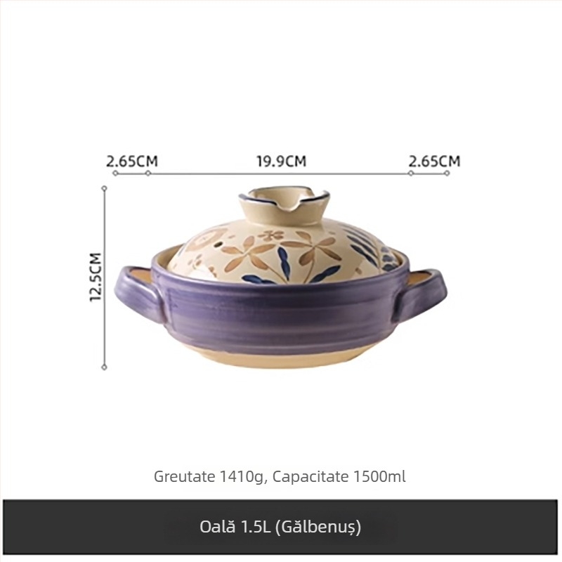 Oală ceramică în stil japonez pentru supe și tocăniță, rezistentă la temperaturi înalte, anti-crăpare, potrivită pentru aragaz cu gaze