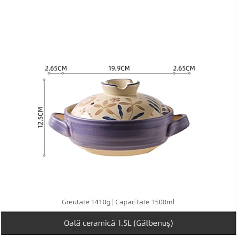 Oală ceramică în stil japonez pentru supe și tocăniță, rezistentă la temperaturi înalte, anti-crăpare, potrivită pentru aragaz cu gaze