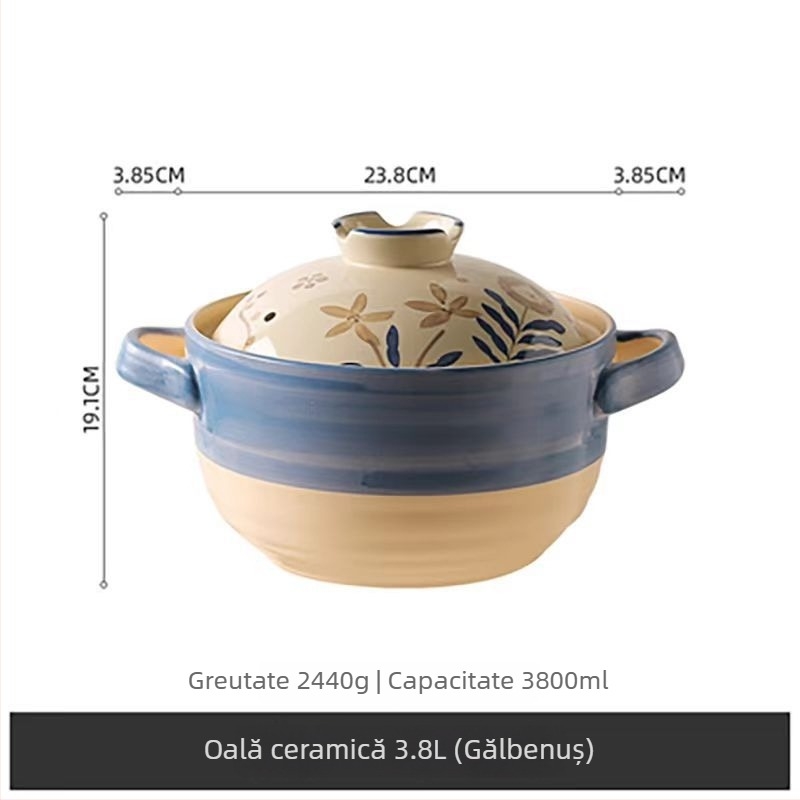 Oală ceramică în stil japonez pentru supe și tocăniță, rezistentă la temperaturi înalte, anti-crăpare, potrivită pentru aragaz cu gaze