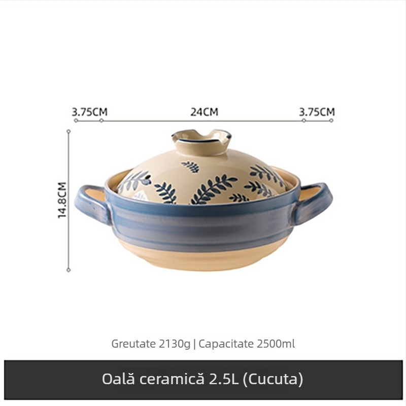 Oală ceramică în stil japonez pentru supe și tocăniță, rezistentă la temperaturi înalte, anti-crăpare, potrivită pentru aragaz cu gaze
