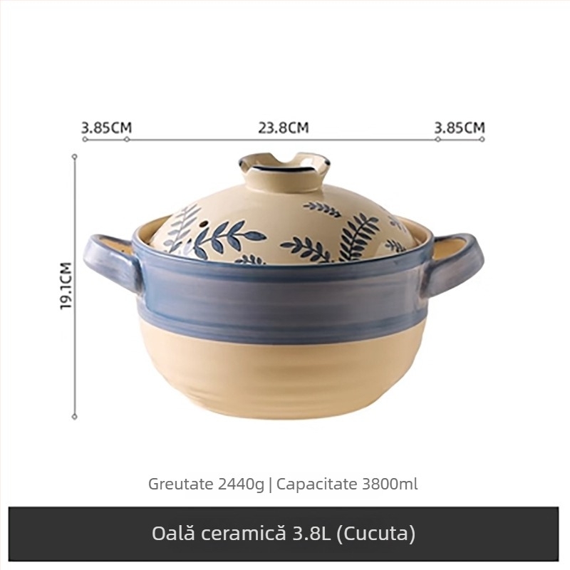 Oală ceramică în stil japonez pentru supe și tocăniță, rezistentă la temperaturi înalte, anti-crăpare, potrivită pentru aragaz cu gaze
