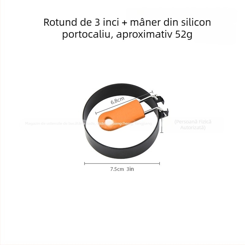 Inel pentru ouă din oțel inoxidabil 430 cu mâner din silicon, matriță pentru ouă prăjite și matriță pentru clătite