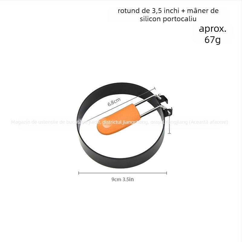 Inel pentru ouă din oțel inoxidabil 430 cu mâner din silicon, matriță pentru ouă prăjite și matriță pentru clătite