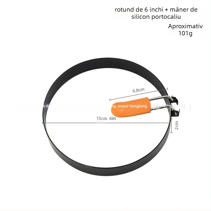 Inel pentru ouă din oțel inoxidabil 430 cu mâner din silicon, matriță pentru ouă prăjite și matriță pentru clătite