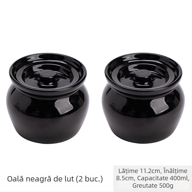 Oală ceramică de porțelan pentru o porție, cu capac, pentru ouă la abur și gătire în bain-marie