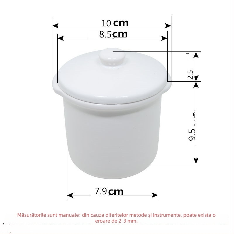 Vas ceramic cu mâner dublu și capac, pentru gătit în baie de apă; oală mică de supă, potrivită pentru cuib de păsări și ouă la abur.