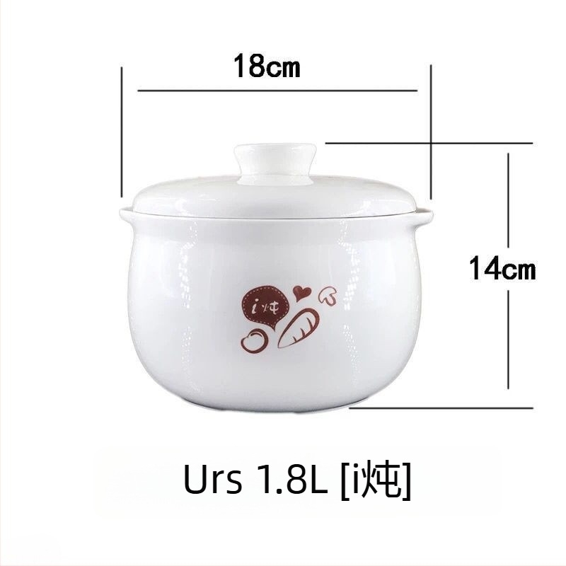 Vas ceramic cu mâner dublu și capac, pentru gătit în baie de apă; oală mică de supă, potrivită pentru cuib de păsări și ouă la abur.