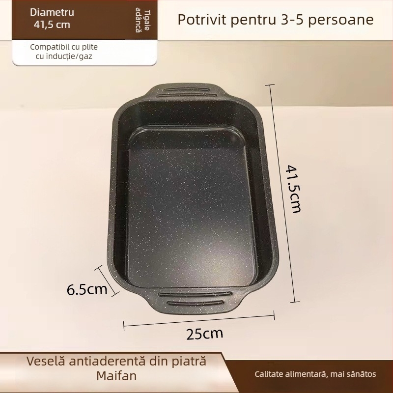 Tigaie-grill pentru pește cu două mâneri, din fontă cu piatră Maifan, pentru camping în aer liber și grătar acasă, compatibilă cu plita cu inducție