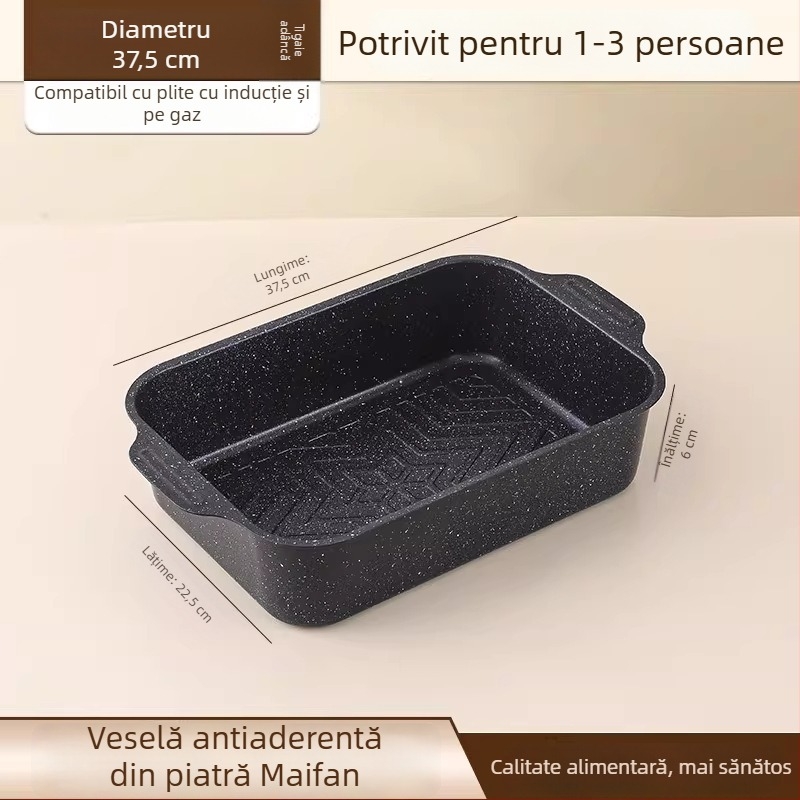 Tigaie-grill pentru pește cu două mâneri, din fontă cu piatră Maifan, pentru camping în aer liber și grătar acasă, compatibilă cu plita cu inducție