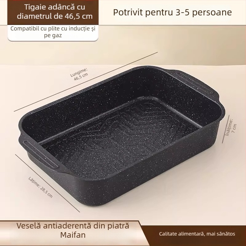 Tigaie-grill pentru pește cu două mâneri, din fontă cu piatră Maifan, pentru camping în aer liber și grătar acasă, compatibilă cu plita cu inducție