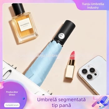 Tianju parasol cu deschidere automată, 3 secțiuni, protecție UV, țesătură din vinil, ultra-ușor și portabil