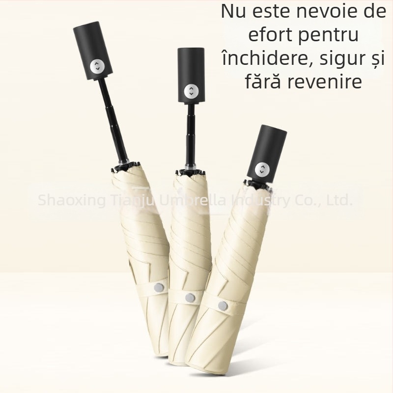 Tianju parasol cu deschidere automată, 3 secțiuni, protecție UV, țesătură din vinil, ultra-ușor și portabil