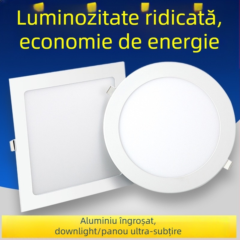 LED pătrat pentru sufragerie, downlight, 9–12W, panou de tavan ultra-subțire