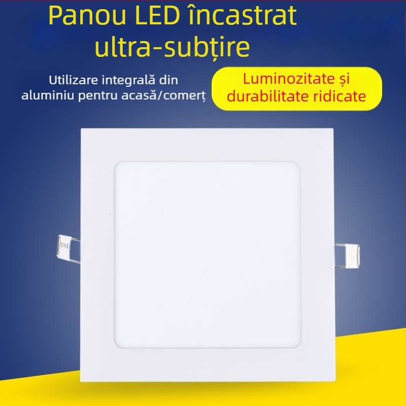 LED pătrat pentru sufragerie, downlight, 9–12W, panou de tavan ultra-subțire
