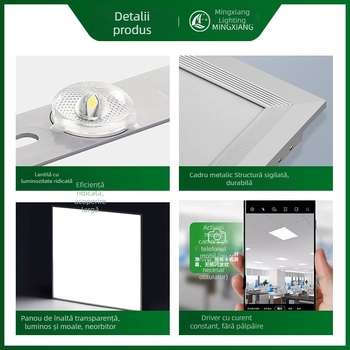 Panou LED de tavan integrat 600x600, panou grilă 60x60, placă din vată minerală și gips, panou de iluminat 595