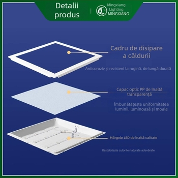 Panou LED de tavan integrat 600x600, panou grilă 60x60, placă din vată minerală și gips, panou de iluminat 595
