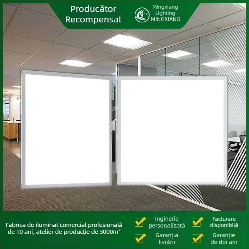 Panou LED de tavan integrat 600x600, panou grilă 60x60, placă din vată minerală și gips, panou de iluminat 595